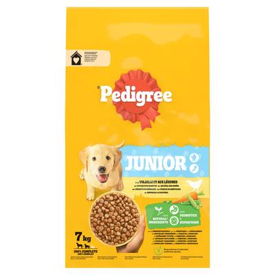 Pedigree Croquettes Volaille Légumes Junior pour Chiot moyen et grand, 7kg