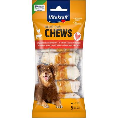 Vitakraft Deli Chews Os à mâcher noués au Poulet taille S pour petit chien, 5x14g