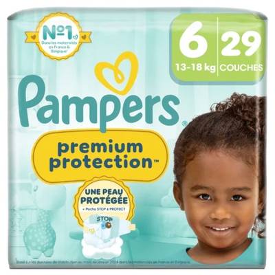 Pampers Premium protection Couches Bébés Premium Protection 13-18kg T6, 29 couches