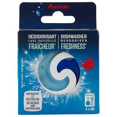 Auchan Désodorisant lave-vaisselle fraicheur, 2 pièces