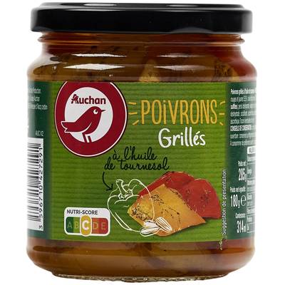 Auchan Poivrons grillés en bocal, 180g