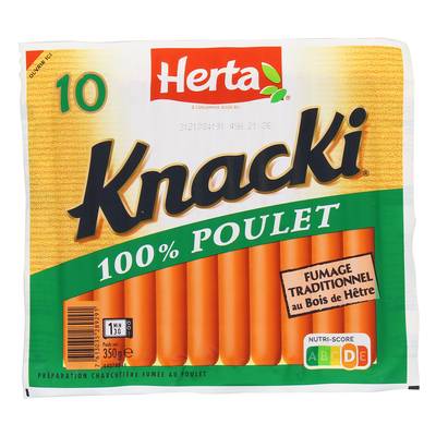 Herta Knacki Saucisses 100 % Poulet, 10 saucisses - 350g