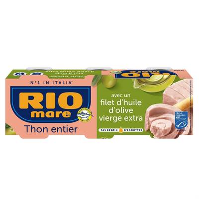 Rio Mare Thon Entier MSC avec un filet d'Huile d'Olive Vierge Extra, 3x65g