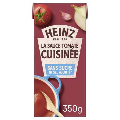 Heinz Sauce Tomate Cuisinée ail et oignon sans sel et sans sucres ajoutés, 350g