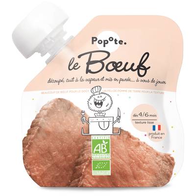 Popote Boeuf Bio Gourde Bébé Dès 4/6 mois, 60g