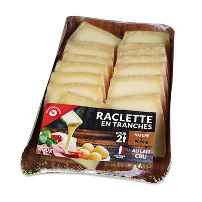Les Petites Laiteries Raclette Nature et Poivre - Lait de vache cru, 400g