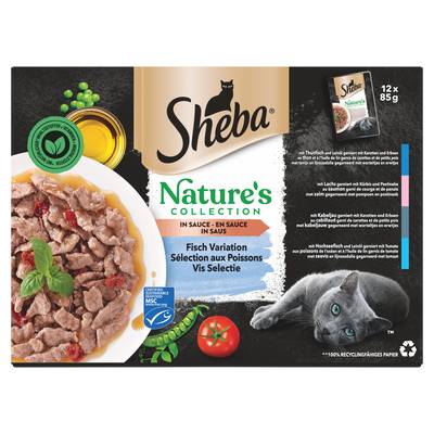 Sheba Sachet en Sauce aux Poissons MSC 4 variétés Nature's Collection pour Chat, 12x85g