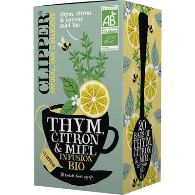 Clipper Infusion Thym Citron et Miel Bio - 20 sachets, 32g