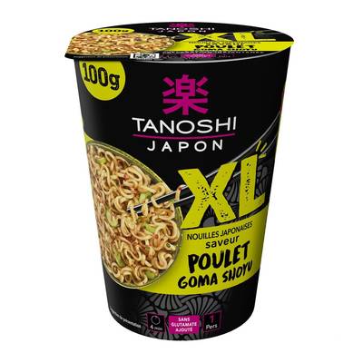 Tanoshi - Japon Nouilles Japonaises Saveur Poulet Goma Shoyu en Cup XL, 100g