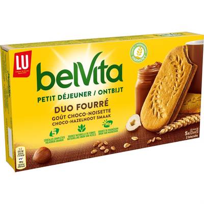 Belvita Biscuit P'tit déj Duo fourré choco noisette, 253g