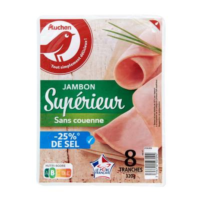 Auchan Jambon Supérieur Réduit En Sel, 8 tranches - 320g