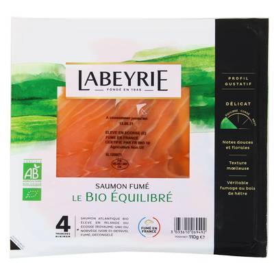 Labeyrie Saumon Fumé Le Bio Equilibré, 110g, 4 tranches