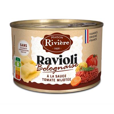 Maison Rivière Ravioli Bolognaise à la sauce tomate mijotée, 400g