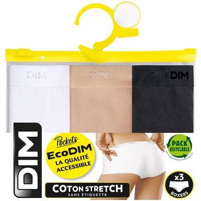 Dim Boxers EcoDim noir, blanc et beige, Taille 44/46 3 boxers