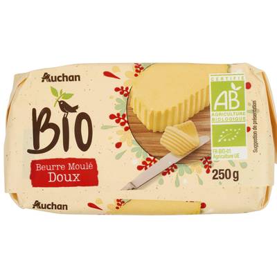 Auchan BIO Beurre bio moulé doux, 250g