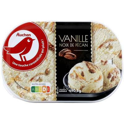 Auchan Glace à la vanille et aux noix de pécan sauce caramel, 490g