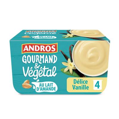 Andros Gourmand et Végétal Dessert Vanille Amande, 4x100g