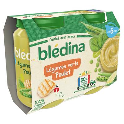 Blédina Légumes Verts et Poulet Pot Bébé Dès 6 mois, 2x200g