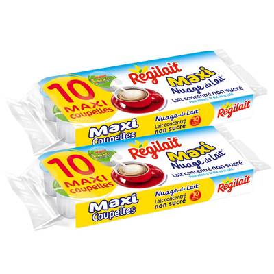 Régilait Nuage de lait maxi coupelles, 2 paquets de 10x14g