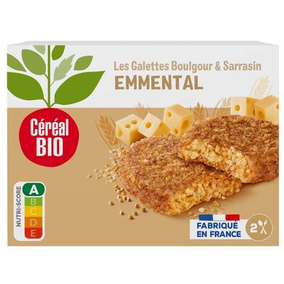 Céréal Bio 2 Galettes Végétales Sarrasin Boulghour Emmental Bio, 200g