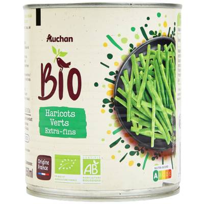 Auchan BIO Haricots verts extra-fins Bio, 440g