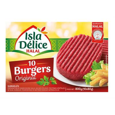 Isla Délice Hachés de boeuf Burgers 20%mg Halal, 10x80g