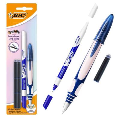 Bic Stylo Plume EasyClic, 1 stylo plume + 6 cartouches + 1 effaceur