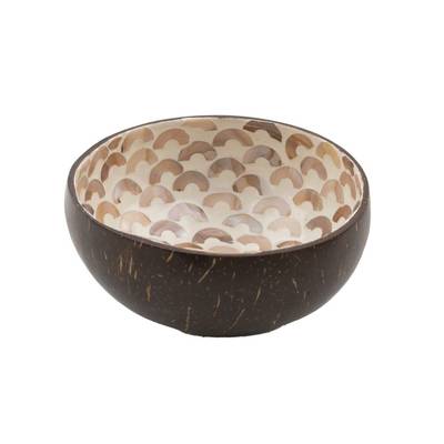 Point virgule Bol en noix de coco avec nacre arcs naturelle