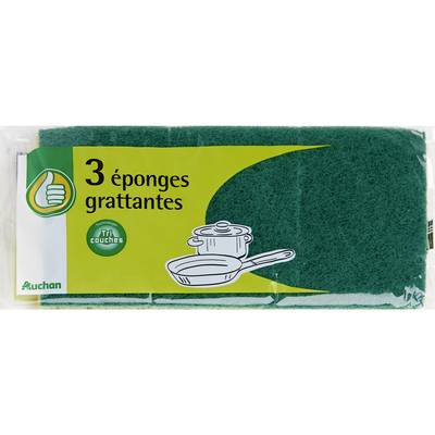 Pouce Eponges grattantes tri couche, 3 éponges