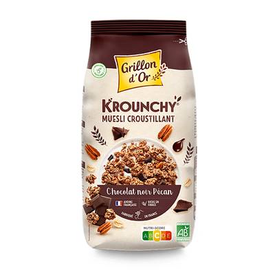 Grillon Or Krounchy Muesli Croustillant Chocolat Noir Pécan Bio, 450g