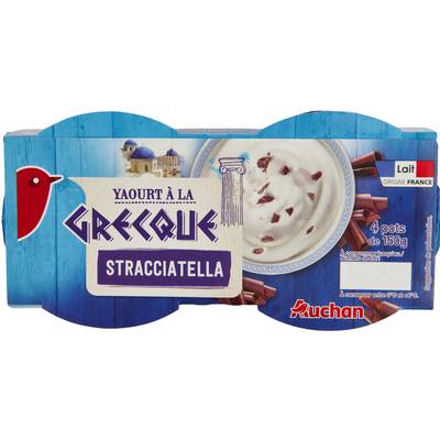 Auchan Yaourt à la grecque stracciatella, 4x150g