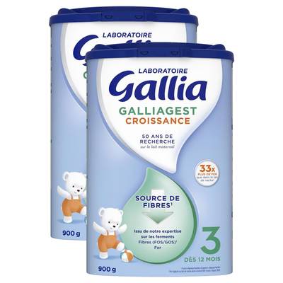 Laboratoire Gallia Lait de Croissance Galliagest 3 en poudre Bébé Dès 12 Mois, Lot de 2x900g