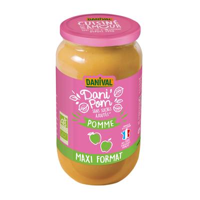 Danival Dani'Pom Pomme bio, Maxi format, sans sucres ajoutés, 1,05Kg