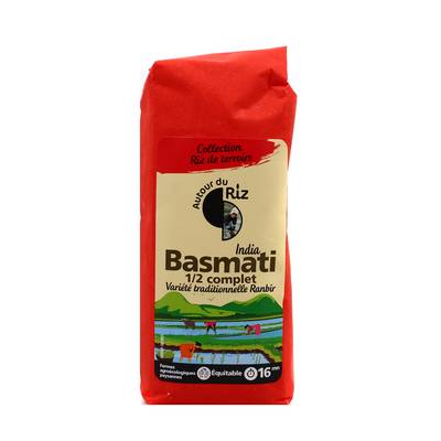 Autour Du Riz Riz Basmati bio demi-complet, 500g