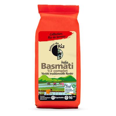 Autour Du Riz Riz Basmati bio demi-complet, 500g