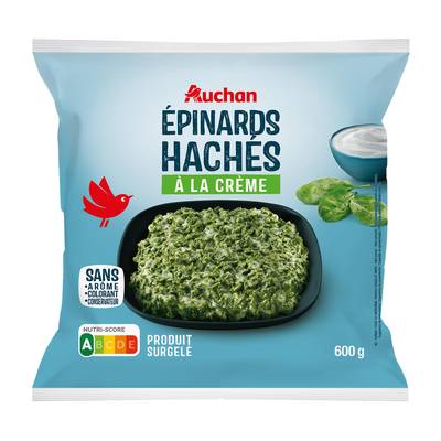 Auchan Epinards hachés à la crème, 600g