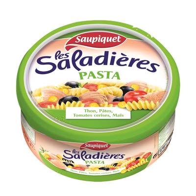 Saupiquet Les Saladières - Pasta - Thon, Pâtes, Tomates Cerises, Maïs -Salade snacking, 220g