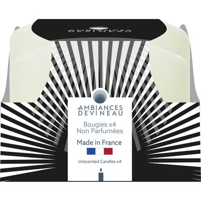 Ambiances Devineau 4 Bougies non parfumées Ivoire, 8,5 cm