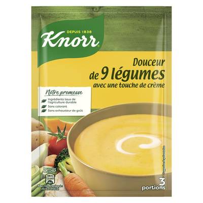 Knorr Soupe Douceur de 9 légumes avec une touche de crème déshydratée, 84g