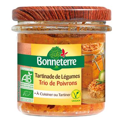 Bonneterre Tartinade trio de poivrons bio, 135g