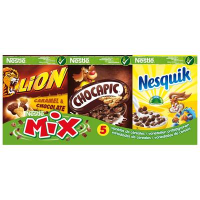 Nestlé Céréales Nestlé Mix Chocapic, Lion, Nesquik x6, 190g