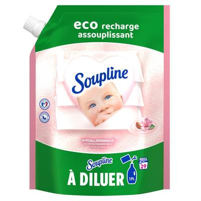 Soupline Adoucissant Hypoallergénique à l'Amande Douce recharge, 600ml
