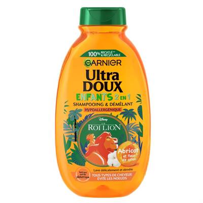 Garnier - Ultra Doux Shampooing Enfants Disney 2-en-1 Abricot et fleur de coton, 250ml