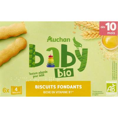 Auchan Baby Bio Biscuits fondants Boudoirs Bio Bébé dès 10 mois, 120g