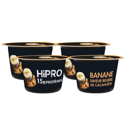 HiPRO Yaourt Banane Saveur Beurre de Cacahuetes, 2 packs de 2x160g