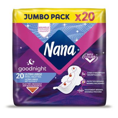 Nana Serviettes hygiéniques Ultra Goodnight, 20 serviettes
