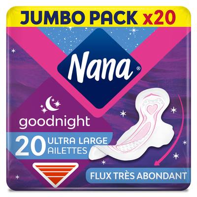Nana Serviettes hygiéniques Ultra Goodnight, 20 serviettes