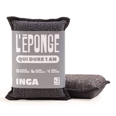 Inga Éponges grattante grise, 2 éponges