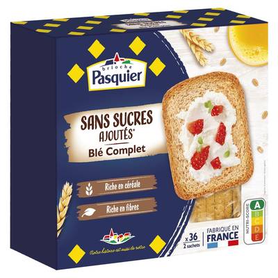Pasquier Biscottes Blé complet Sans sucres ajoutés  x36, 300g