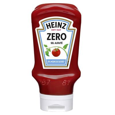 Heinz Sauce tomato ketchup zéro sel ajouté -70% de sucres en moins, 425g